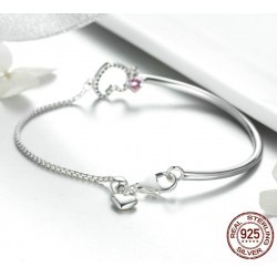 Crystal bracelet - with mini hearts - 925 sterling silverBracelets