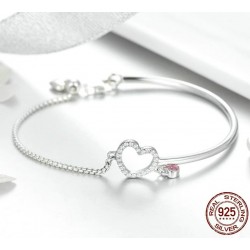 Crystal bracelet - with mini hearts - 925 sterling silverBracelets