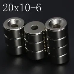 N35 - magnes neodymowy - okrągła tarcza - 20 * 10mm - z otworem 6mmN35