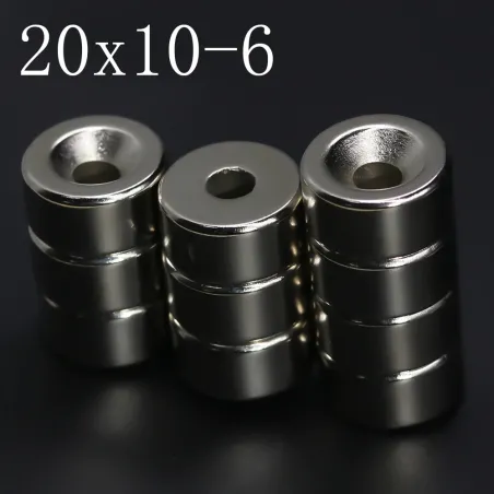 N35 - neodymium magnet - round disc - 20 * 10mm - with 6mm holeN35