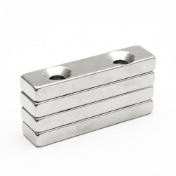 N35 - magnes neodymowy - blok - z podwójnymi otworami 5mm - 40 * 10 * 5mm - 3 sztukiN35