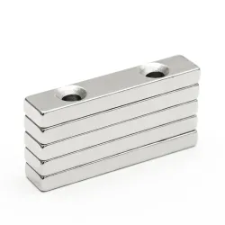 N35 - neodymium magnet - rectangular - with double 5mm holes - 50 * 10 * 5mm - 3 piecesN35