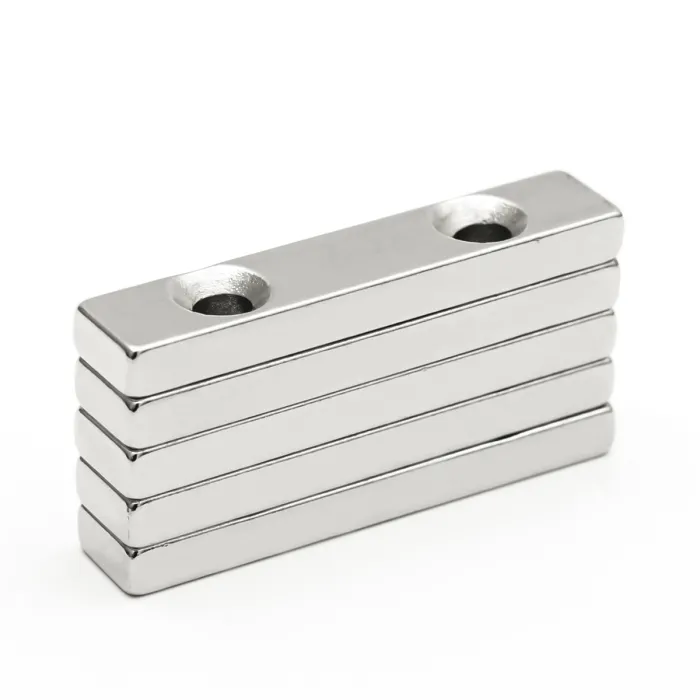 N35 - neodymium magnet - rectangular - with double 5mm holes - 50 * 10 * 5mm - 3 piecesN35