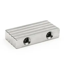N35 - neodymium magnet - rectangular - with double 5mm holes - 50 * 10 * 5mm - 3 piecesN35