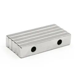 N35 - neodymium magnet - rectangular - with double 5mm holes - 50 * 10 * 5mm - 3 piecesN35