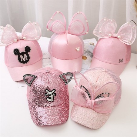 Baseball cap - with bow / glitter / pearls - for girls / boys - adjustableHats & Caps