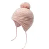 Knitted beanie - with ears protection / pom pom - for girls / boysHats & caps