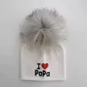 I Love Mama & Papa - ciepła bawełniana czapka z pomponem - dla noworodków / dzieciCzapki i kapelusze