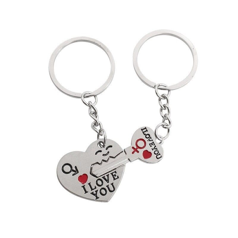 I Love You - serce & klucz metalowy brelok do kluczy 2 sztukiBreloczki Do Kluczy