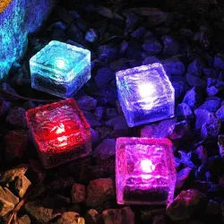 Lampa solarna ogrodowa / podjazdowa - cegła / szklany kamień - LEDOświetlenia słonecznego