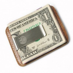 Cienki skórzany portfel - z metalowym klipsem - etui na pieniądzePortfele