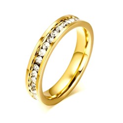 Luksusowy pierścionek z cyrkoniami - stal nierdzewna - 4mmPierścionki