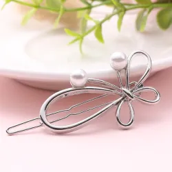 Bow-knot butterfly - metal hair clip - with pearlsHair clips