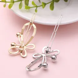 Bow-knot butterfly - metal hair clip - with pearlsHair clips