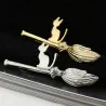 Metal hair clip - cat on broomstickHair clips