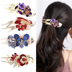 Luxurious crystal hair clip - butterflies / flowersHair clips