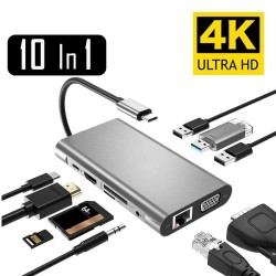 USB typu C - HUB typu C na HDMI 4K VGA adapter - RJ45 Lan Ethernet - SD - TF - gniazdo 3,5 mmPrzełącznik HDMI