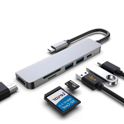 Adapter USB HUB-C HUB - 6 w 1 USB-C do USB 3.0 HDMI - rozdzielaczPrzełącznik HDMI