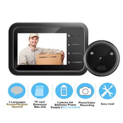 Video doorbell camera - with peephole - auto record - electronic ring - night view - digitalHome security