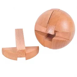 Drewniana piłka - puzzle z blokadą - edukacyjna zabawka do odblokowaniaDrewniane