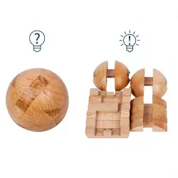 Drewniana piłka - puzzle z blokadą - edukacyjna zabawka do odblokowaniaDrewniane