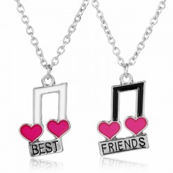 Best Friends - music notes / heart shaped pendant - necklace - 2 piecesNecklaces