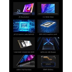 CHUWI GemiBook Pro - 14 cali - 2K - 12GB RAM 256GB - SSD - Windows 10 - komputer z podświetleniem / klawiaturąLaptopy