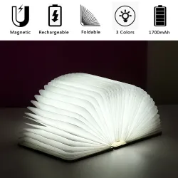 Lampka nocna w kształcie książki 3D - składana - magnetyczna - LED - USB - 5VŚwiatła