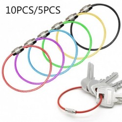 Stainless steel wire keyring - round rope - screwable connector