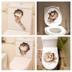 Kot 3D - naklejka na ścianę / toaletę - winylNaklejki Ścienne