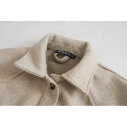 Vintage woolen beige jacket - with pockets / belt / buttonsJackets