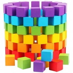 Kolorowe kostki budowlane - drewniane klocki - zabawka edukacyjna - 30 sztukDrewniane