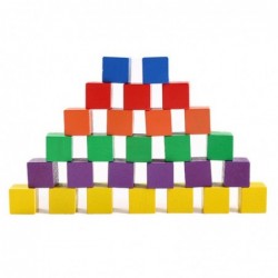 Kolorowe kostki budowlane - drewniane klocki - zabawka edukacyjna - 30 sztukDrewniane