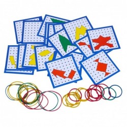 Kreatywna grafika - gumki / gwoździe - drewniana tablica puzzli - zabawka edukacyjnaEdukacja