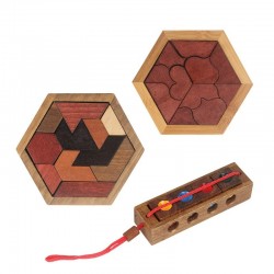 Geometryczne puzzle drewniane - gra edukacyjnaDrewniane