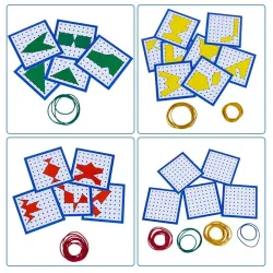 Kreatywna grafika - gumki / gwoździe - drewniana tablica puzzli - zabawka edukacyjnaEdukacja