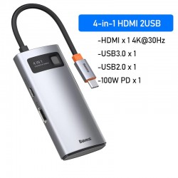 Baseus - USB 3.0 type-C HUB to HDMI RJ45 - SD Reader PD - dock station - splitter - for MacBook ProHubs