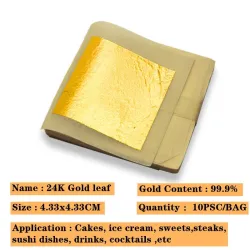 24K gold foil - leaf sheets - edible - for cake / food decorationBakeware