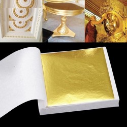 Błyszczący złoty płatek - arkusz papieru - do złocenia mebli / ścian / rękodzieła / dekoracji - 9 * 9 cm - 100 arkuszyDekoracje
