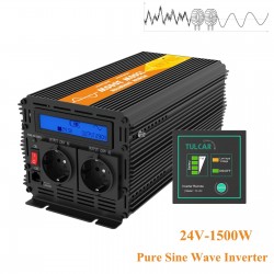Pure sine wave power converter - remote control - LCD display - solar inverter - DC 24V to AC 220V - 1500WSolar