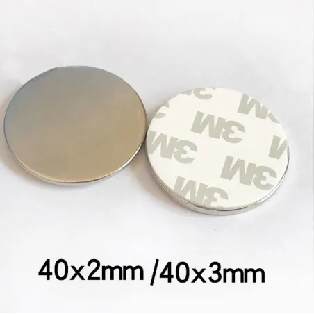 N35 - neodymium magnet - strong round disc - with 3M double-sided tape - 40 * 2mm / 40 * 3mmN35