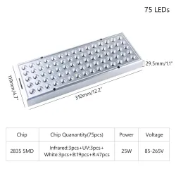 Światło LED do uprawy roślin - pełne spektrum - hydroponiczne - czerwone / niebieskie / UV / IR - 25W - 45WLampa Wzrostu