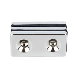 N52 - magnes neodymowy - mocny blok stożkowy - 40mm * 20mm * 5mm - z podwójnym otworem 5mm - 3 sztukiN52