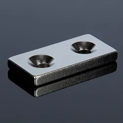 N52 - neodymium magnet - strong countersunk block - 40mm * 20mm * 5mm - with double 5mm hole - 3 piecesN52