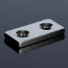 N52 - neodymium magnet - strong countersunk block - 40mm * 20mm * 5mm - with double 5mm hole - 3 piecesN52