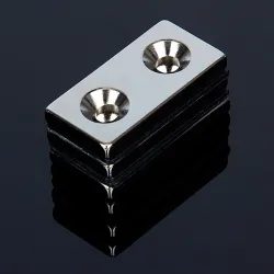 N52 - neodymium magnet - strong countersunk block - 40mm * 20mm * 5mm - with double 5mm hole - 3 piecesN52