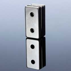 N52 - magnes neodymowy - mocny blok stożkowy - 40mm * 20mm * 5mm - z podwójnym otworem 5mm - 3 sztukiN52