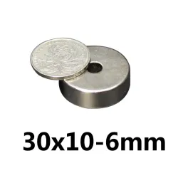 N35 - magnes neodymowy - mocny okrągły stożkowy - z otworem 6mm - 30mm * 10mmN35