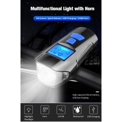 Bicycle front light - with bike computer - speedometer - LCD - USB - waterproofLights