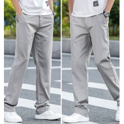 Męskie letnie spodnie - cienkie - proste - bawełnianeSpodni